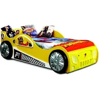 AEA Rennwagen Auto Bett Matratze Autobett Kinderzimmer Betten Möbel gelb Kinderbett