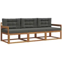 vidaXL Outdoor-Sofagarnitur 3 stk. Natur und Anthrazit