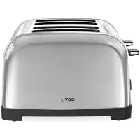 Livoo Toaster DOD197, 4-Schlitz, 3 cm breite Schlitze, Auftau- & Aufwärmfunktion, 7 Bräunungsstufen, High-Lift, Krümelschublade