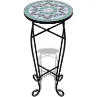 vidaXL "SALE 2026"Gartentisch - Beistelltisch - Balkontisch - Mosaik Grün und Weiß - Tische für Garten, Balkon DE3111316