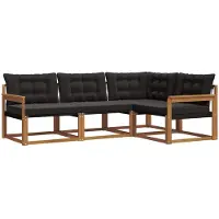 vidaXL Outdoor-Sofagarnitur 4 stk. Natürlich und Schwarz