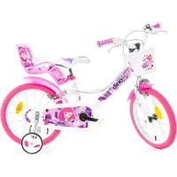 Dino Bikes Dino Kinderfahrräder Mädchen Fairy 16 Zoll 27 cm Mädchen Felgenbremse Weiß/Rosa