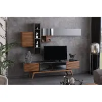 AEA Wohnwand Schrankwand Anbauwand Sideboard Wandschrank Wohnzimmer TV Holz