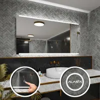 Alasta Badspiegel mit LED Beleuchtung und Touch-Schalter - Hobart - 150 cm, 100 cm
