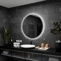 Alasta Rechteckiger LED-Spiegel 80x80 cm für Wohnzimmer, Badezimmer und Schlafzimmer