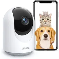 GNCC P1 WLAN Überwachungskamera Innen mit APP, 360°, 1080P, Nachtsicht, Bewegungsverfolgung, Zwei-Wege-Audio