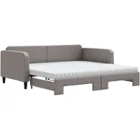 Syfax Tagesbett Ausziehbar mit Matratzen Taupe 100x200 cm Stoff