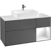 Villeroy & Boch V&B Waschtischunterschrank Wandbeleuchtung Finion 120cm, Pl w m, Rg r A m, glo wh. Lac