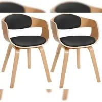 Proregal 2er-Set Besucherstuhl BANGKOK Kunstleder HxBxT 73x49x46cm Kunstleder Natura/Schwarz Konferenzstuhl