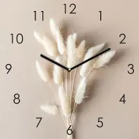 Levandeo Wanduhr 30x30cm Glasuhr Pampasgras Glasbild Uhr Wanddeko Wandbild Glas Deko