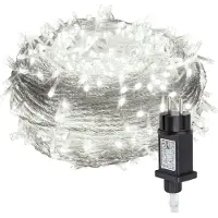 Peviasot LED Lichterkette 30M 300LEDs mit 8 Modi für Innen Weihnachten Party Garten Bedienung Funkelnder Sterneffekt Deko Transparent Kabel Kaltweiß
