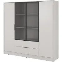 Bettso Moderner LYKE Kleiderschrank mit Glasfront Beige