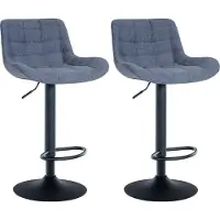 DELUKE 2er Set Barhocker CARAM - Stoff Blau 48x54x81 cm | Barstuhl Höhenverstellbar Mit Lehne Drehbar Tresenhocker Tresenstuhl Kneipenhocker Kneipenstuhl