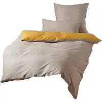 TRAUMSCHLAF Mako-Satin Wendebettwäsche Texture 240x220 cm + 2x 80x80 cm senf