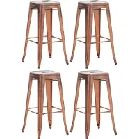 DELUKE 4er Set Barhocker DOLAN - Metall Kupfer 43x43x76 cm | Barstuhl Tresenhocker Tresenstuhl Kneipenhocker Kneipenstuhl