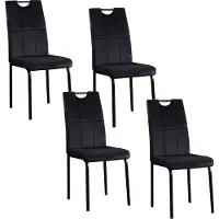 HTI Denton Stuhl Samt Schwarz mit Ziernähten und Cut-Out, 41,5x52,5x96,5 cm