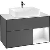 Villeroy & Boch V&B Waschtischunterschrank Wandbeleuchtung Finion 100, Pl wh. m, Reg re wal ven, bla m Lac