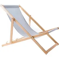 Woodok Liegestuhl Klappbar Holz - Strandstuhl aus Buchenholz bis 120kg, ohne Armlehne - 3-Stufige Rückenlehnenverstellung (Helle Asche)