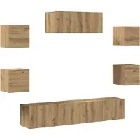 Syfax 7-teiliges TV-Schrank-Set Wandmontage Artisan Eiche