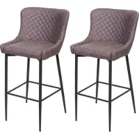 Mendler 2er-Set Barhocker HWC-H79, Barstuhl Tresenhocker, Vintage Metall Fußablage Stoff/Textil dunkelgrau