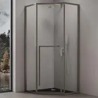 Doporro Duschkabine Fünfeckdusche 80x80x200cm Duschabtrennung mit Duschwanne ESG-Sicherheitsglas inkl.NANO Rahmenkonstruktion aus Edelstahl Rav68K