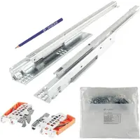 Vasalat Blum Tandem Teilauszug Set, Schubladenauszug 500mm Blumotion mit praktischer Blum Kupplung, Schubladenführung Tragkraft 30kg - 1 Paar Schubladenschienen mit Kupplung
