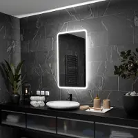 Alasta Rechteckiger LED-Spiegel 70x70 cm für Schlafzimmer, Badezimmer und Wohnzimmer