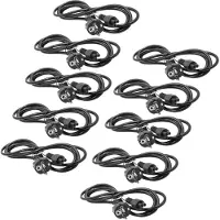 VHBW 10x Netzkabel Schutzkontaktstecker kompatibel mit Vorwerk VR200 Basis-Station, VR300 Basis-Station - C5 Micky Mouse Kleeblatt Buchse, 2 m