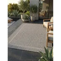 KADIMA DESIGN In- & Outdoor-Teppich Einfarbig Pflegeleicht Waschbar Strapazierfähig | Grau 120x170 cm Balkon Terrasse Küche Saugroboter | ALSTER –