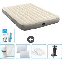 Intex Luftbett – 2 Personen – 152 x 203 x 25 cm – Beige – im Lieferumfang enthalten Spannbettuch - Küssen - Pumpe - Reperaturset en Kissenschutz