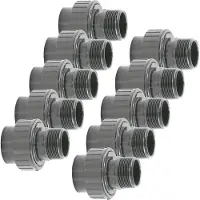 Haf 10x PVC Fittings Verschraubung mit 50mm x 1 1/2" | Klebemuffe x Außengewinde | Adapter aus grauem PVC | PN16 für PVC Rohr, Poolverrohrung & Teich
