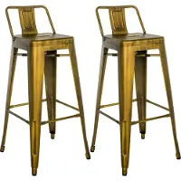 DELUKE 2er Set Barhocker LEKEL - Metall Gold 44x43x96 cm | Barstuhl Mit Lehne Tresenhocker Tresenstuhl Kneipenhocker Kneipenstuhl