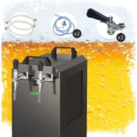 Ich-zapfe Komplett Set - Zapfanlage STREAM 80K mit Luftpumpe Bierkoffer, Bierzapfanlage, Durchlaufkühler 2-leitig Trockenkühler, Zapfkopf 2:5 Liter Adapter,Zapfkopf:KeyKeg
