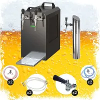 Ich-zapfe Untertheken Komplett Set - Zapfanlage STREAM 80K mit Luftpumpe Bierkoffer, Bierzapfanlage, Durchlaufkühler 2-leitig Trockenkühler, Zapfkopf 2:Dreikant,Zapfkopf:NC Adapter