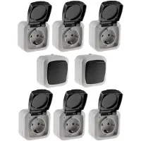 Chilitec Feuchtraum Starter Kit 6x Steckdose 2x Schalter AP IP44