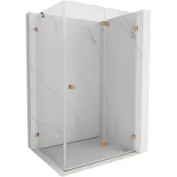 Mexen Lunar-F klappbare Duschkabine rechts 90 x 80 cm, transparent, gebürstetes Kupfer- 836-090-080-65-00-P