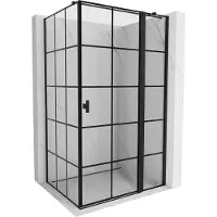 Mexen Mist T Duschkabine schwenkbar rechts 95 x 110 cm, schwarzes Gitter, schwarz - 8A4T-095-110-70-77-P