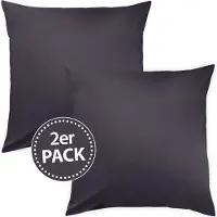 TRAUMSCHLAF Uni Mako-Satin Kissenbezüge Doppelpack 2x Kissenbezug 40x60 cm schwarz