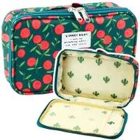 Leantoys Federmäppchen, Schul-Organizer, Kosmetiktasche, Kirschen, Grün, 22,5 cm