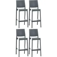DELUKE Barhocker 2er Set MIAMI - Dunkelgrau, Kunststoff | Barhocker mit Lehne Barstuhl Tresenhocker Tresenstuhl Kneipenhocker Kneipenstuhl