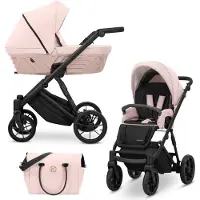 Kunert Kinderwagen IVENTO Sportwagen Babywagen Babyschale Komplettset Kinder Wagen Set 2 in 1 (Smoky Pink, Rahmenfarbe: Schwarz)