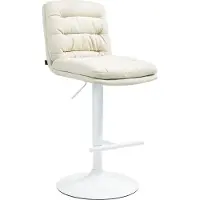 DELUKE Barhocker TURIN - Creme, Stoff, Weiß | Barhocker mit Lehne Barstuhl Tresenhocker Tresenstuhl Kneipenhocker Kneipenstuhl