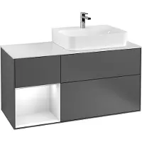 Villeroy & Boch V&B Waschtischunterschrank Wandbeleuchtung Finion 120cm, Pl w m, Rg l b m Lac, glo wh. Lac