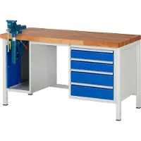 RAU Werkbank höhenverstellbar 8185A1, B1500xT700xH840-1040mm, 4x Schublade-TA, SSKL