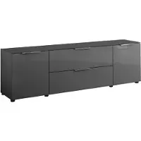 Bega TV Lowboard - 180 x 54 cm - 2 Türen - 1 Schublade - 1 Klappe - Anthrazitglas - Anthrazit matt