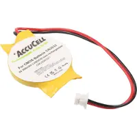 AccuCell CMOS Batterie CR2032 mit Stecker, Backup Lithium Batterie, Stecker 3x2,6mm, Molex-51021-2P-100 Stecker, Kabellänge 90mm