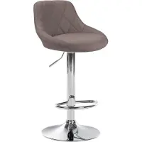 DELUKE Barhocker FALON - Stoff Taupe 46x49x83 cm Silber | Barstuhl Mit Lehne Drehbar Tresenhocker Tresenstuhl Kneipenhocker Kneipenstuhl