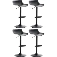 DELUKE Barhocker 4er Set höhenverstellbar Schwarz JUTO - Kunststoff, 68,5-94x43x44cm | Barhocker mit Lehne Tresenhocker Barstuhl Küchenhocker Thekenhocker hoher Stuhl