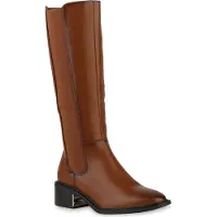 Van Hill Damen Leicht Gefütterte Klassische Stiefel Boots Schuhe 840543, Farbe: Hellbraun, Größe: 42