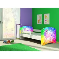 Clamaro Kinderbett, Babybett 70x140, 80x160, 80x180cm Juniorbett, Kind, Motiv, Schublade , Bett Farbe:18 Pony Farben, Ausführung:Ohne Bettkasten, Bett Größe:180 x 80 cm